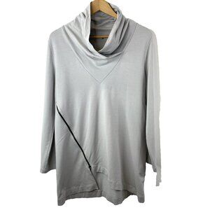 Chalet Tunic Top Womens Large Gray Long Sleeve Asymmetrical Zipper Hem